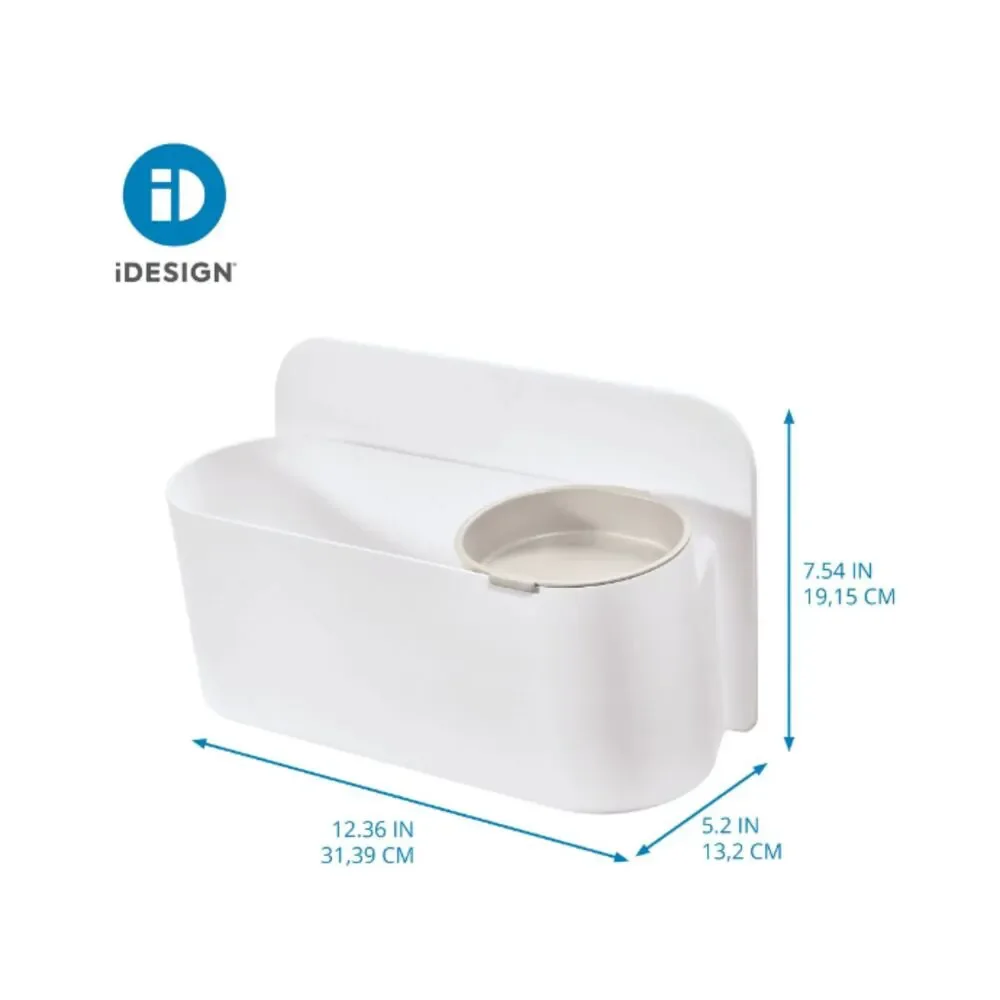 iDesign Berkley Adhesive Shower Basket with Removable Soap Dish - Coconut/White